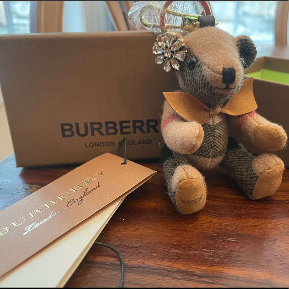 New: BurberryCashmere Bag Charm/Keychain+Box